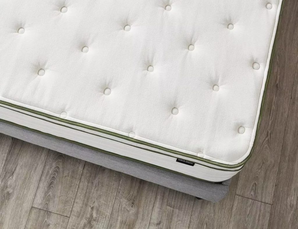 photo of the silk & snow mattress from above showing the quilted organic cotton cover