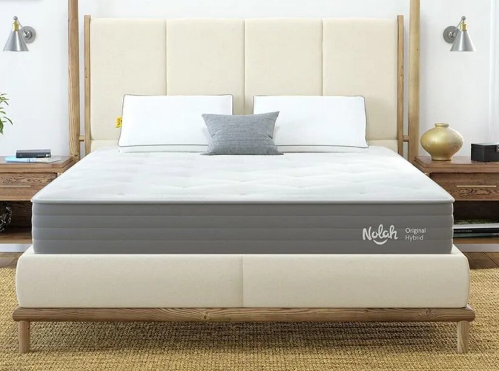 The Nolah Original Mattress combines a pocket coil layer to reduce pressure at hips and shoulders, 