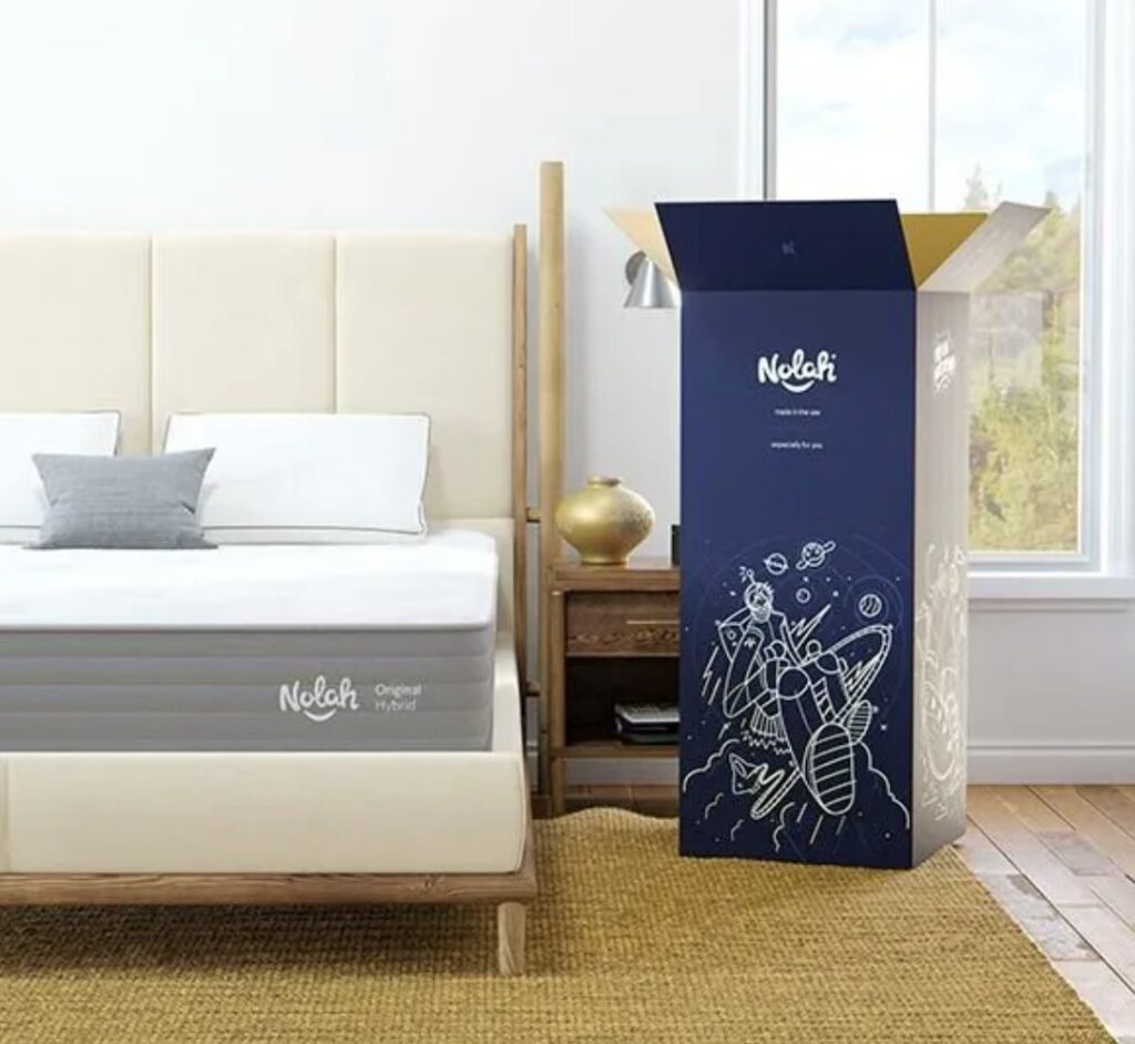 The Nolah Original Mattress is shipped roll packed, gently compressed, and sealed in an easy to manage box. It is typically shipped directly to your door, but you can add services like full setup as you check out on the site.